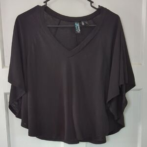 Weavers Black V-Neck Draped Sleeve Tunic